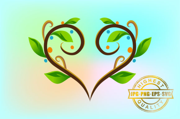 Abstract Heart Shaped Plant Vector Graphics