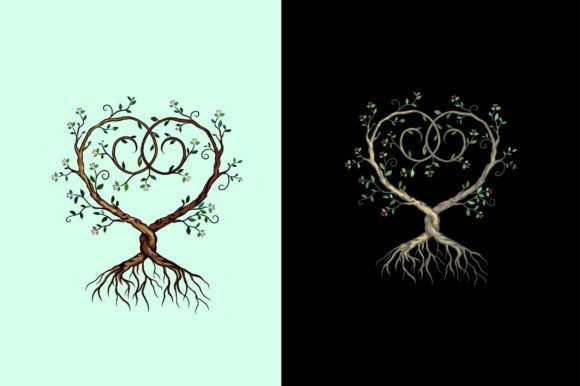 Abstract Heart-shaped Tree Graphics and Illustrations