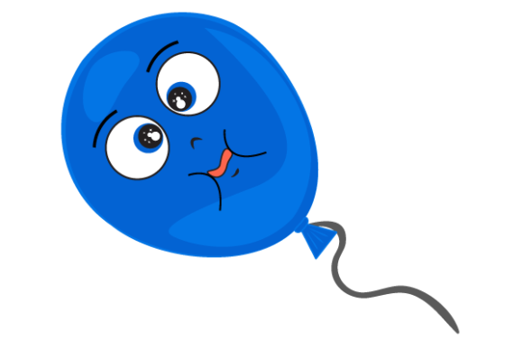 Blue Balloon with Talking Cartoon Face Graphics
