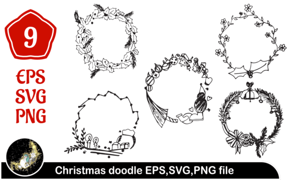 Christmas Wreath Doodle: Graphics for Web Elements