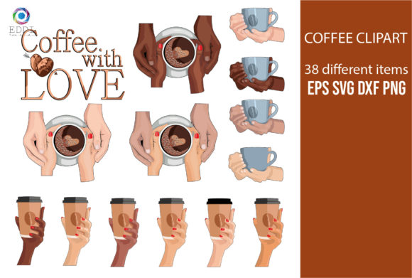 Coffee in Hand Clip Art, Big Bundle: Graphics & Freebies for Real Publishing