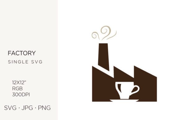 Cup of Coffee and Factory Building Graphics