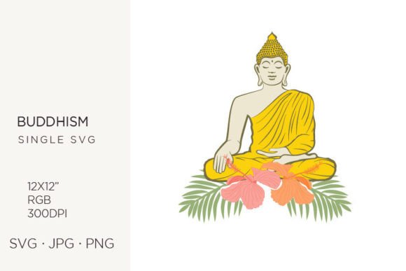 Flowers and Meditative Buddha: Graphics and Illustrations for Mindful Design