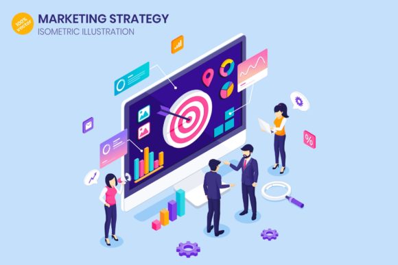 Isometric Marketing Target Illustration Graphics