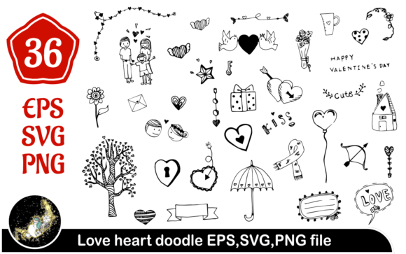 Love Heart Doodle: Graphics for Web Elements