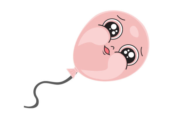 Pink Balloon with Cute Face Graphics