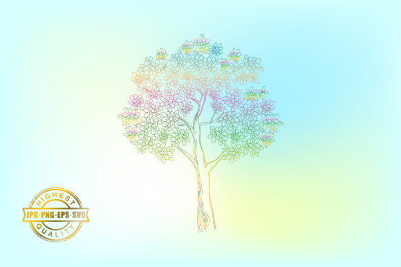 Rainbow Trees Hand Drawn Graphics