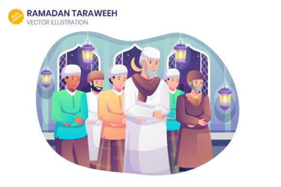 Ramadan Taraweeh Vector Illustration: Graphics for Real Projects