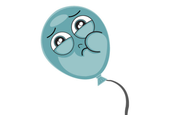 Skeptic Blue Balloon, Cute Cartoon Graphics