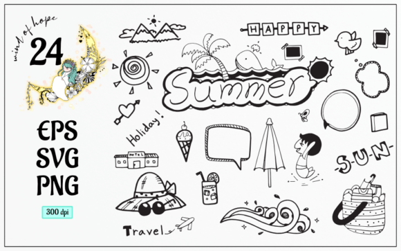 Summer Doodle Vector Design Element: Graphics for Web Elements