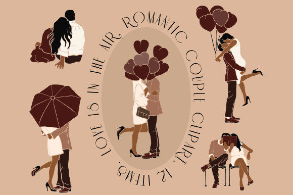 Valentines Romantic Clipart: Graphics and Illustrations for Branding