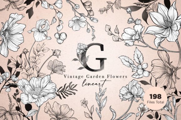 VINTAGE GARDEN FLOWERS Graphics
