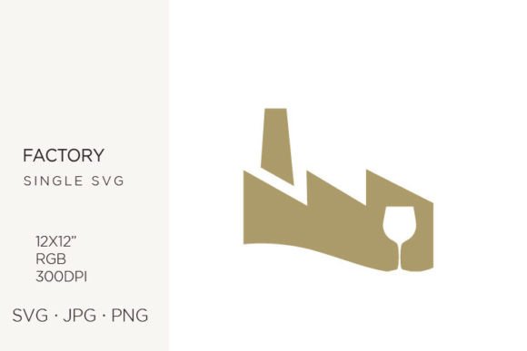 White Wine Glass and Gold Factory Graphics
