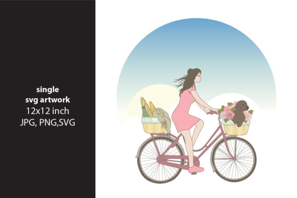Woman on Bicycle: Graphics and Illustrations for Creative Projects